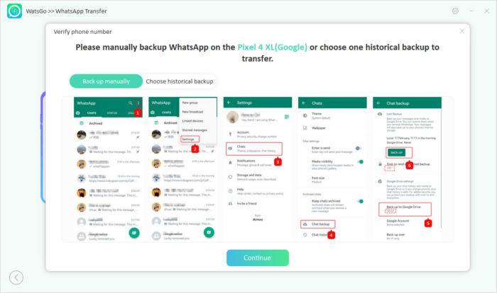 Watsgo-Anleitung - Wählen Sie die zu übertragenden WhatsApp-Daten aus