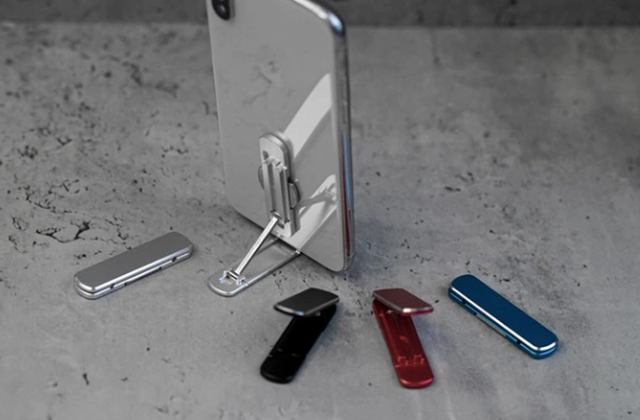 W kompakter, minimalistischer Mini-Telefonständer aus Aluminium